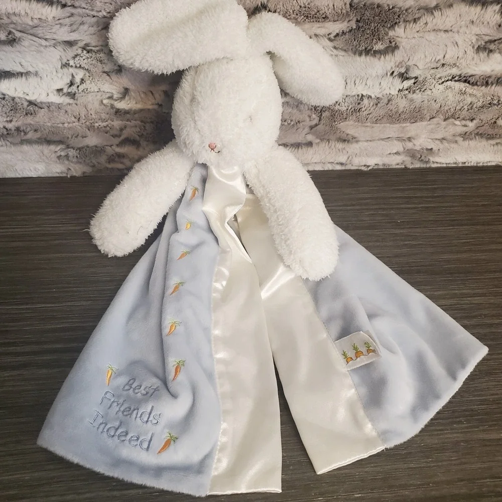 Bunnies By‎ The Bay Security Blanket Best Friends Indeed Blue Rabbit Satin Lovey